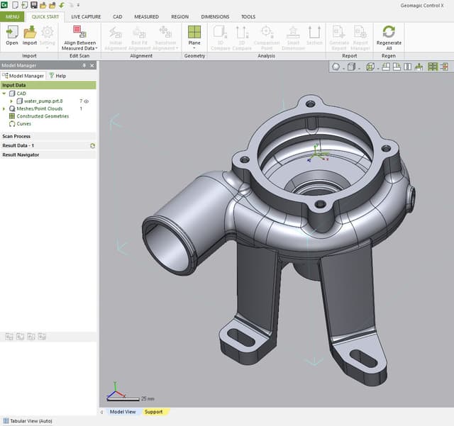 Inspecting water pump in Geomagic Control X