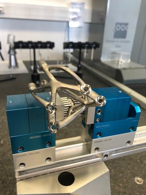 Thales Alenia Space ETHM component in clamp for measurement