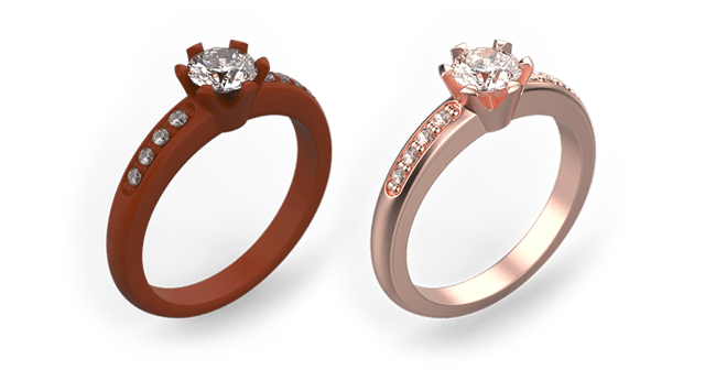 VisiJet cast and rose gold ring and stones