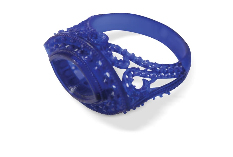 Nhẫn xanh in 3d chất liệu Accura Sapphire