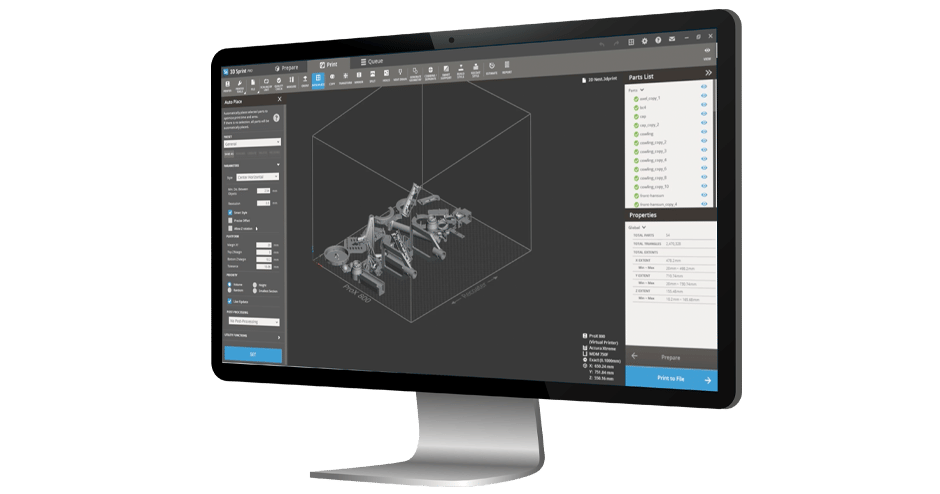 SLA 750 打印机的 3D Sprint 桌面视图