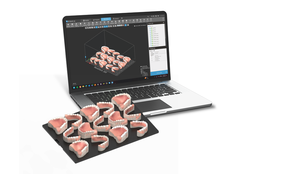3D Sprint software with NextDent denture files