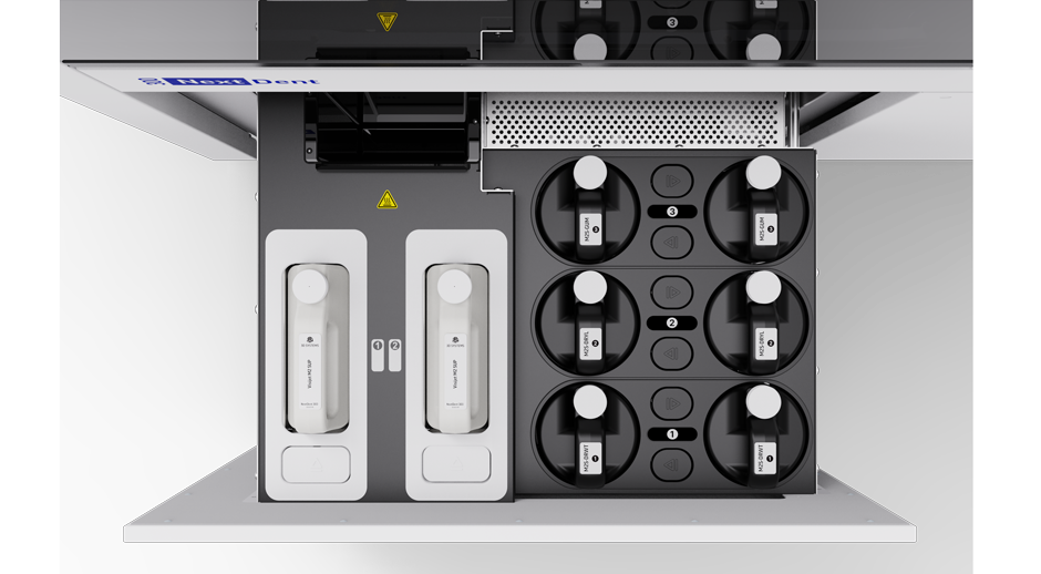 NextDent 300 material bay with cartridges