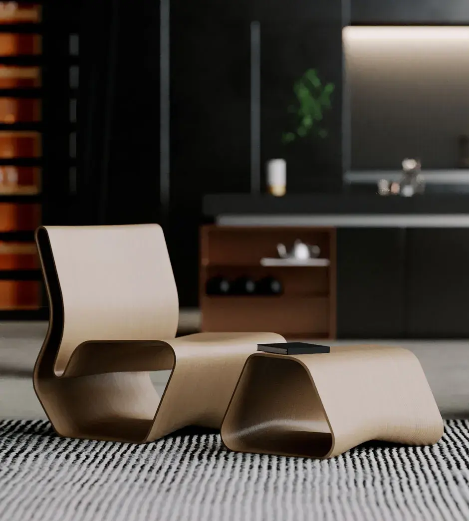 A 3D printed chair in a classy home