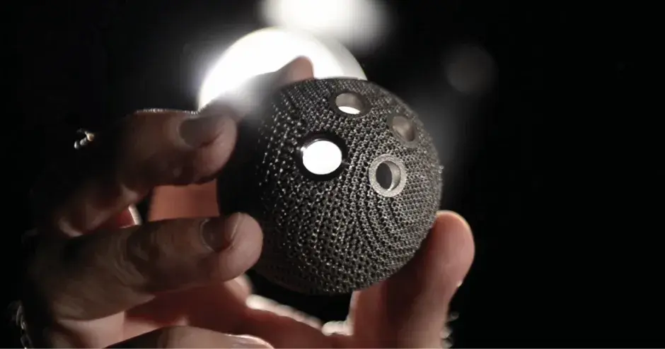 Direct metal printed hip implant