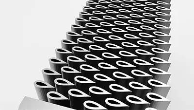 Cross-section of innovative heat exchanger can only be created using DMLS metal additive manufacturing