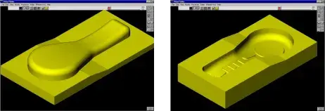 Figs. 2 & 3: The core and cavity for the remote control, an example of what manufacturing modeling needs to be done before a part can be machined.