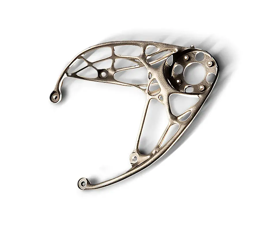 Completed bracket printed in LaserForm Ti GR5 materials