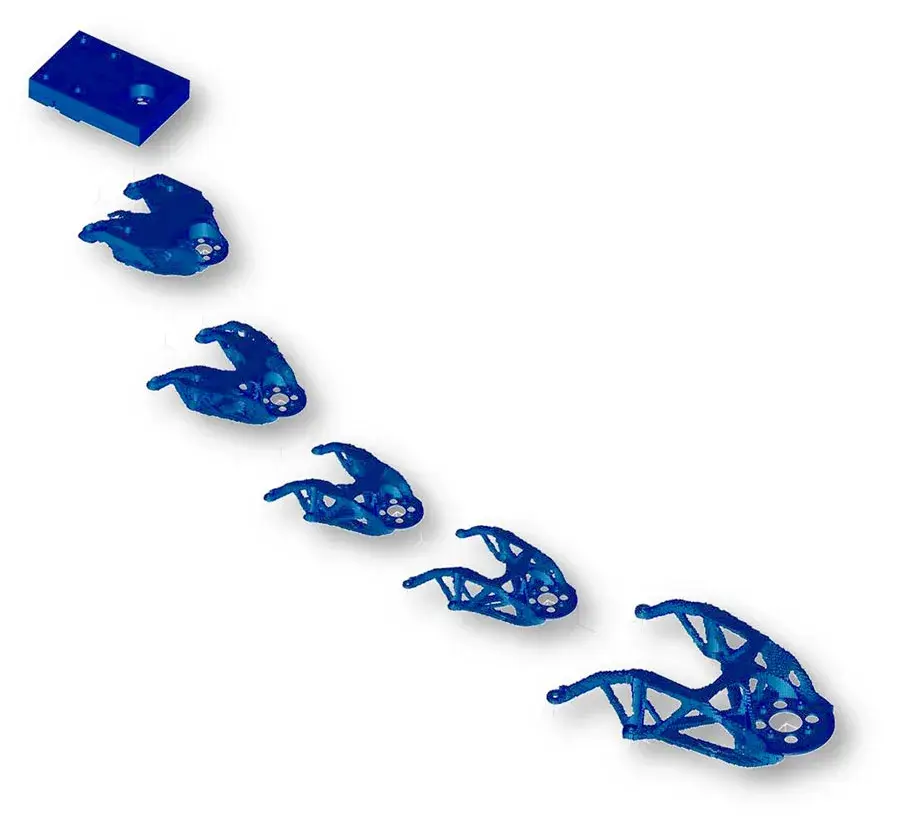 Process of topological optimization of a metal satellite bracket