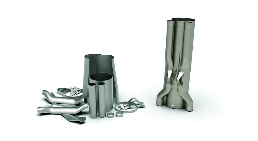 Parts reduced from 20 to 1 for this 3d printed racecar exhaust pipe