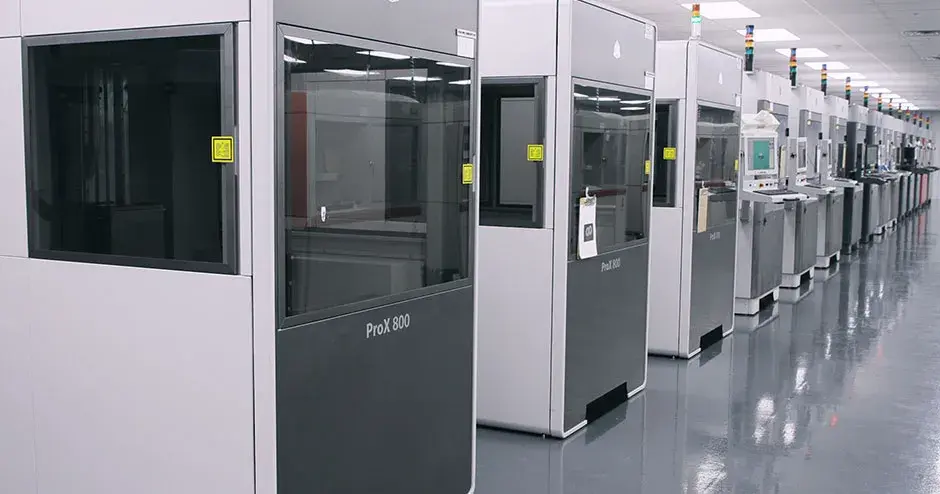 A row of 3D Printers in a facility