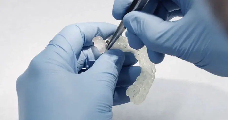 a Dentist working on a 3D printed implantology part
