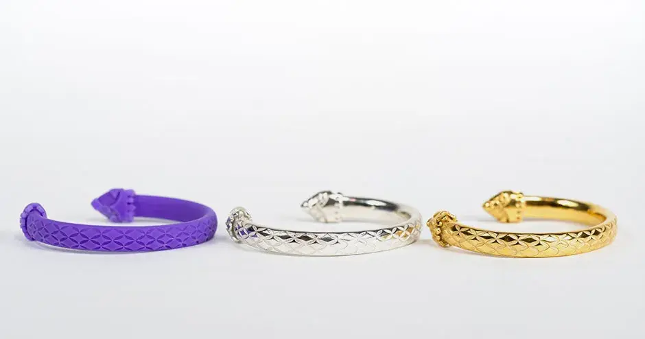 wax bracelet, silver cast and gold cast