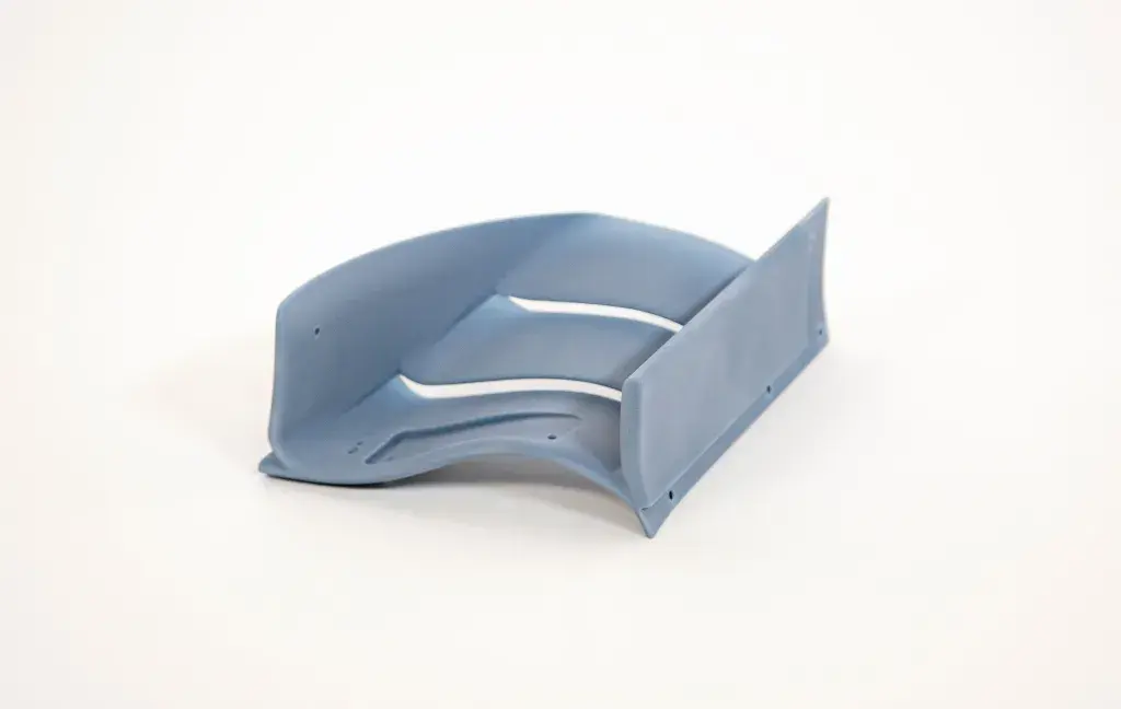 Front wing of wind tunnel model printed in Accura Bluestone