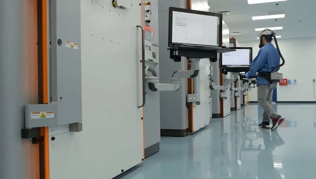 Additive manufacturing floor at rms outfitted with 3D Systems DMP printers