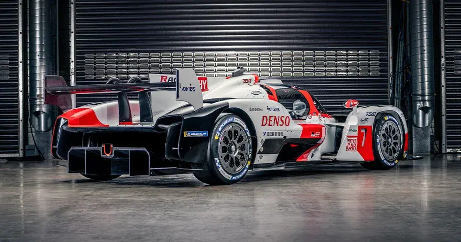 a race car in a facility