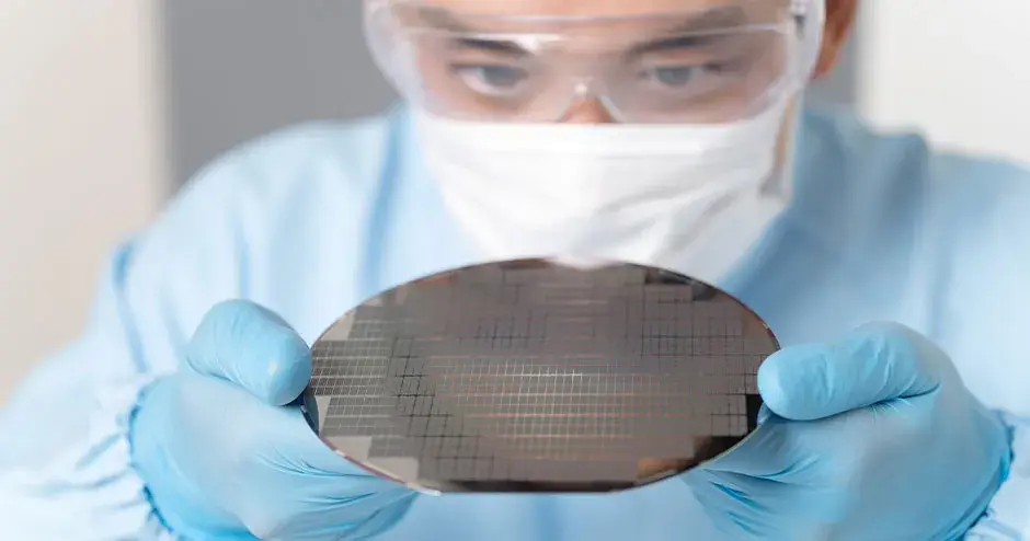 a person in protective gear holding a 3D printed part