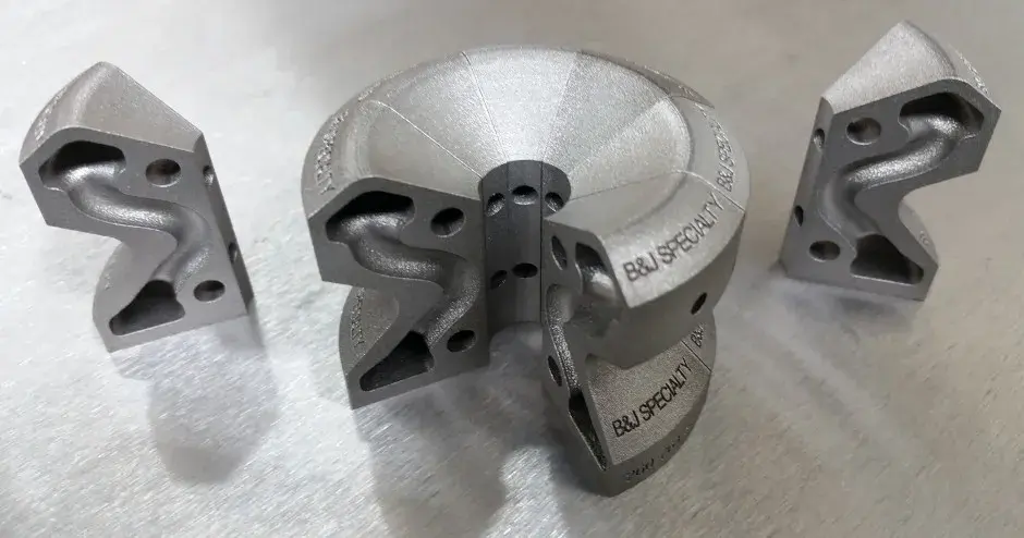 B&J Specialty metal 3D printed part with conformal cooling lines