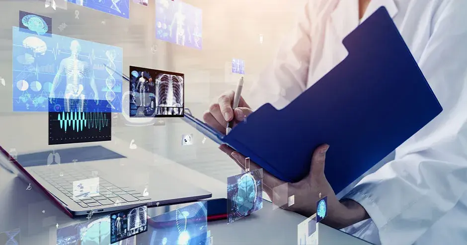 A doctor holding a patients file