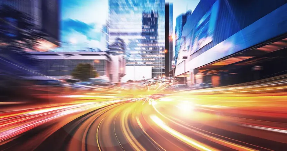 Abstract speed technology background with city night scenes