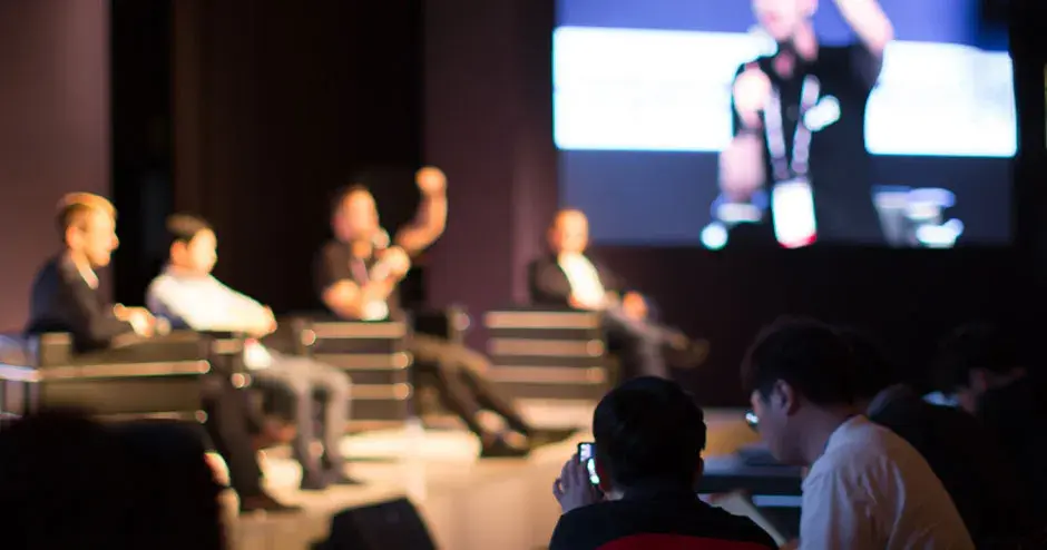 A shot of a tech seminar