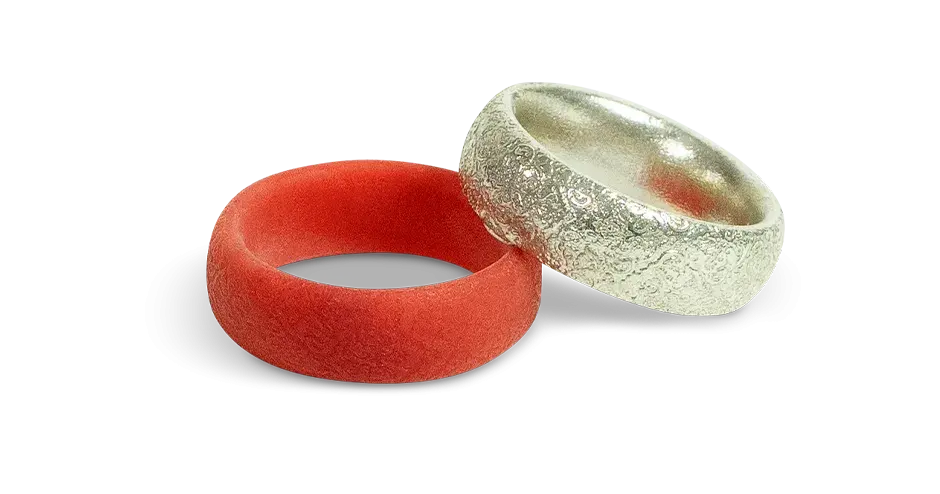 A ring made from VisiJet Wax Jewel Red material