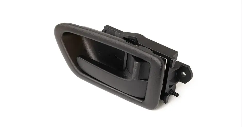 Door handle consisting of bezel, cap, bracket, handle, and switch 3D printed for bridge production.