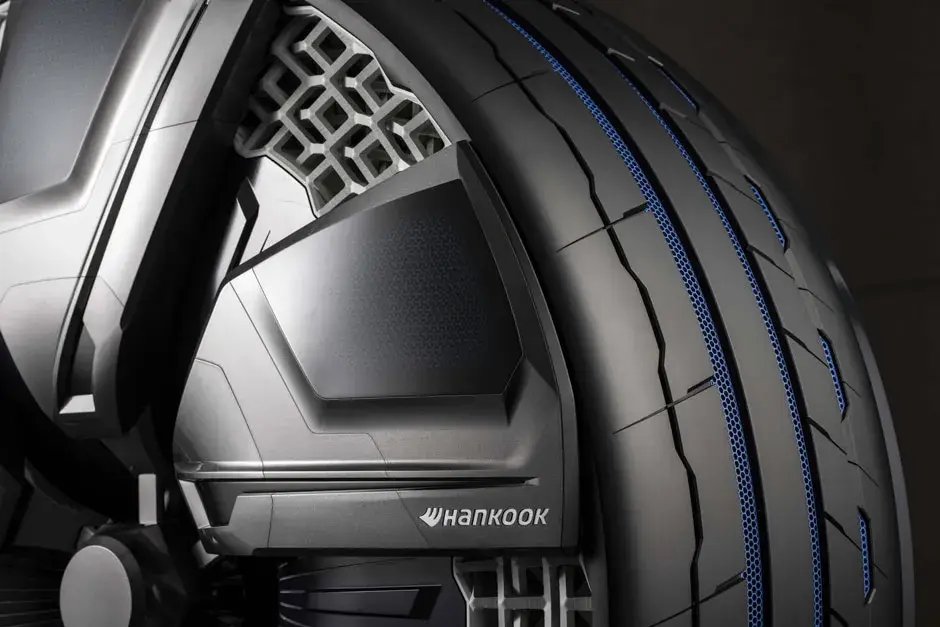 A close up of a hankook tire 