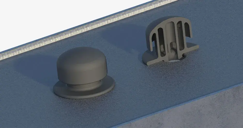 3D printed gear case breather plug and cross-section showing internal passages.