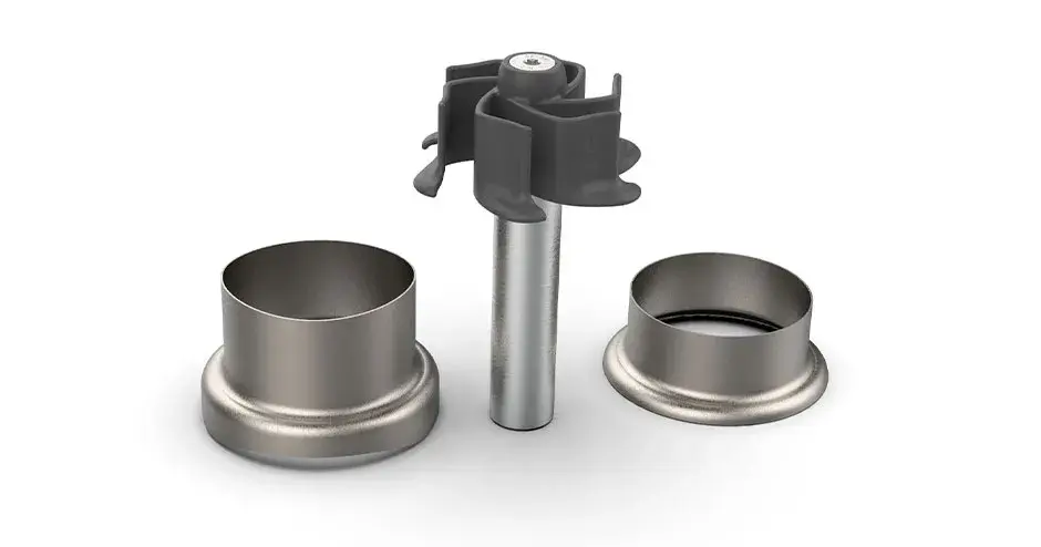 Close-up of flexible plastic gauge to inspect production inserts printed using Figure 4 technology.