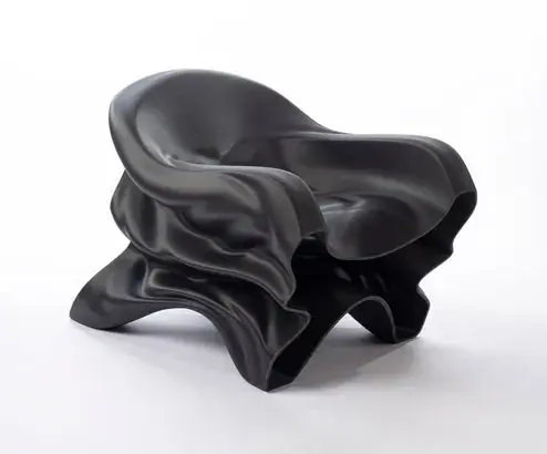Steam lounge chair designed by Slicelab and 3D printed with PETG pellets on EXT 1270 Titan Pellet 3D printer.