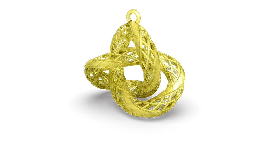 A jewelry cast made with VisiJet M2P-CST Crystal material showing the cast without support material