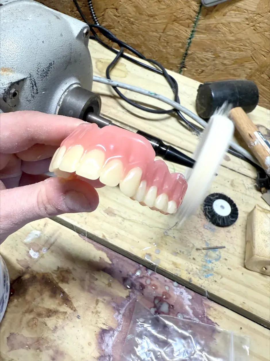 Jetted Dentures fully cleaned, polished, and patient ready.