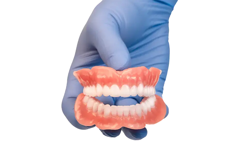 Jetted Dentures polished teeth with hand