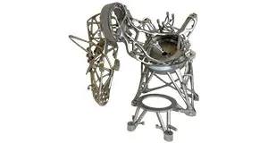 Caption: Weight-optimized brackets for satellites 3D printed in metal