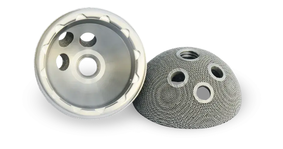 two acetabular hip cups in titanium