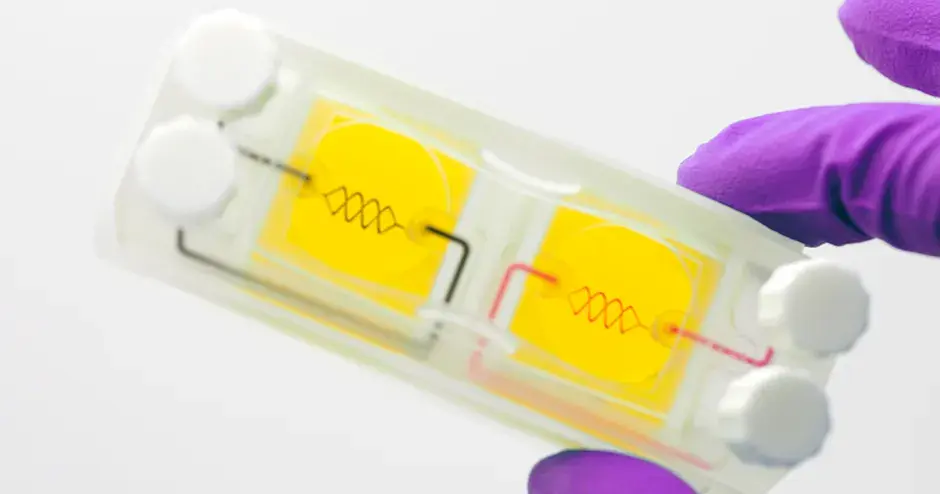h-VIOS2 containing two perfused vascularized hydrogels.