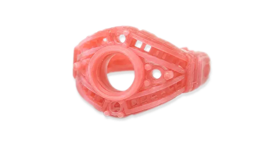 A wax ring made from VisiJet Wax Jewel Ruby